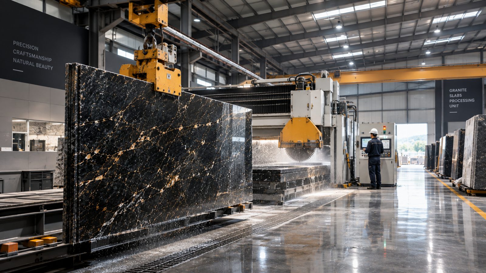 Granite slab showroom display, Stone Garage
