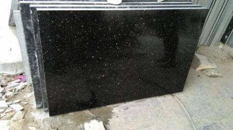 20mm Black Galaxy Granite Slab for Flooring and Kitchen - Black Galaxy Granite Slab | Stone Garage